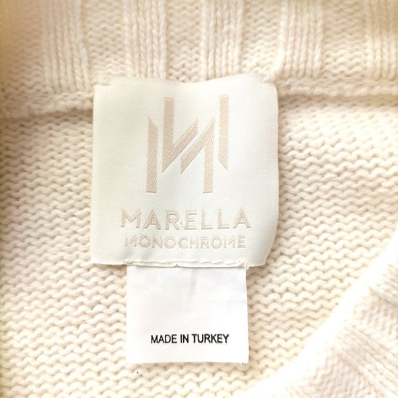 Marella Monochrome Womens Ivory Mock Neck Drop Shoulder Pullover Sweater Size L - Picture 6 of 10